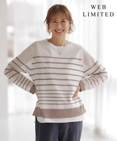 J.PRESS LADIES 【WEB限定・洗える】Vis/Peスパーク シアー ボーダー ニット