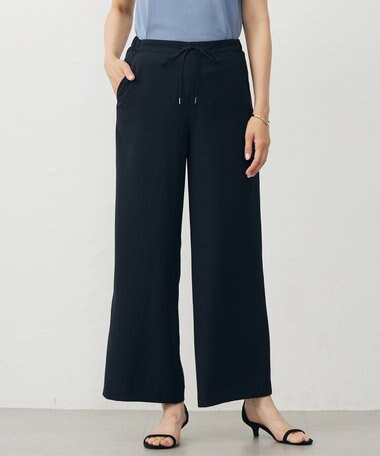 J.PRESS LADIES 【洗える・吸水速乾・接触冷感・セットアップ対応】Light ジョーゼット ワイド パンツ