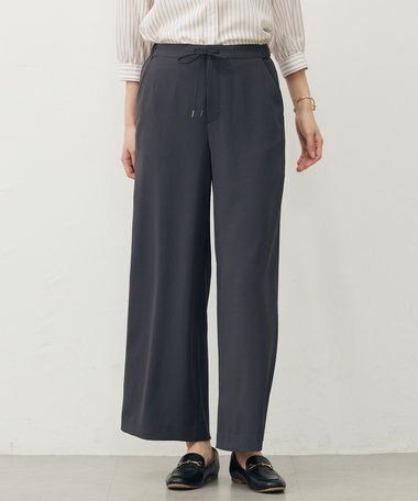 J.PRESS LADIES 【洗える・吸水速乾・接触冷感・セットアップ対応】Light ジョーゼット ワイド パンツ