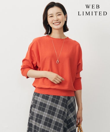 J.PRESS LADIES 【WEB限定カラーあり・洗える・抗菌防臭】COTTON POLYESTER ドルマンスリーブ ニット