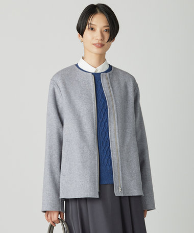 J.PRESS LADIES ウールナイロンリバー ノーカラー コート