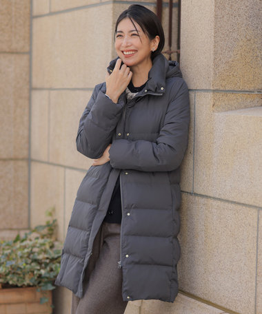 J.PRESS LADIES 【洗える・2way】タフタダウン ロング丈 コート