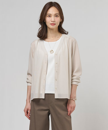 J.PRESS LADIES 【冷房対策に】シアードライトリコット Vネック カーディガン
