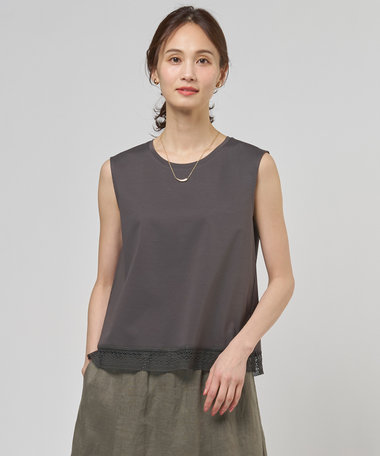 J.PRESS LADIES 【レイヤードスタイルに】コットンスムース ノースリーブ カットソー