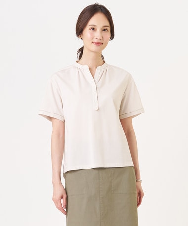 J.PRESS LADIES プレーティングジャージー バンドカラー カットソー