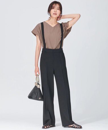 23区 トリアセダブルクロス ワイドストレート パンツ