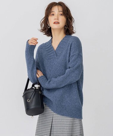 23区 【洗える】ブークレ Vネック ニット