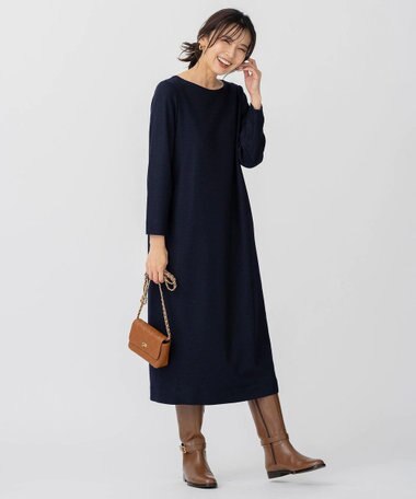 23区 【WEB限定カラーあり】ウール圧縮スムース Vネック ワンピース