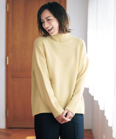 23区 【好評につき新色追加/CLASSY.1月号掲載】ウールカシミヤブレンド スタンドネック ニット