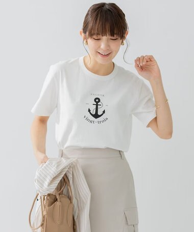 23区 【洗える】アンカーロゴプリント 半袖 Tシャツ