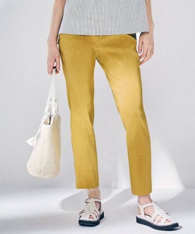 23区 【洗える】リネンレーヨンストレッチ テーパード パンツ