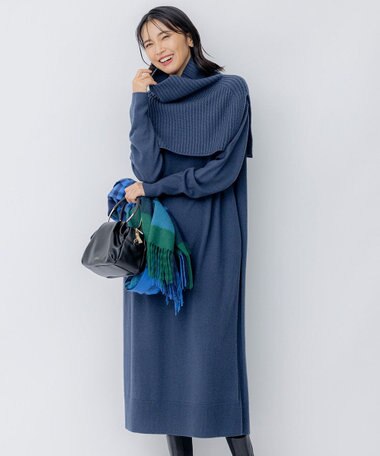 23区 【洗える】ウールカシミヤ ニットワンピース