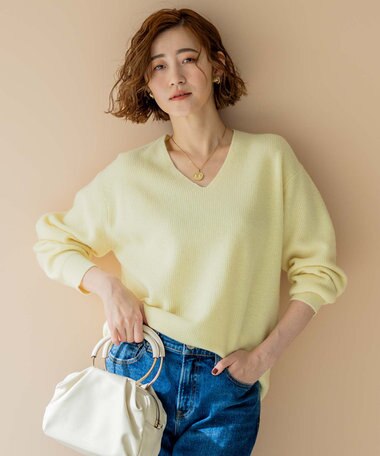 23区 【洗える】ウールカシミヤ Vネック ニット