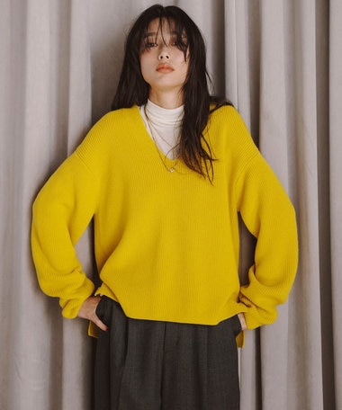 23区 【洗える】ウールミドルゲージ Vネック ニット