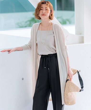 23区 【洗える】コットンアセテートギマ サマー ロングカーディガン