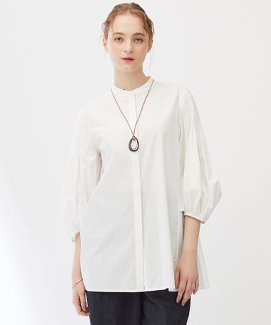 23区 【Indian Factory】コットンポプリン タックディテール チュニックブラウス