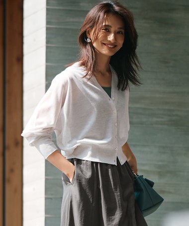 23区 【新色追加】シャイニーシアー ニット カーディガン