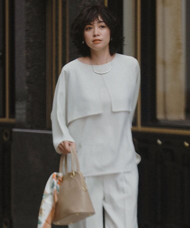 23区 【洗える】ストレッチジョーゼット ケープデザイン カットソー