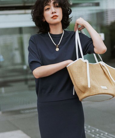 23区 【洗える】ヴィスコースストレッチ 半袖 ニット