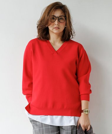 23区 L 【Lサイズ限定】ヴィスコースストレッチ Ｖネック ニット