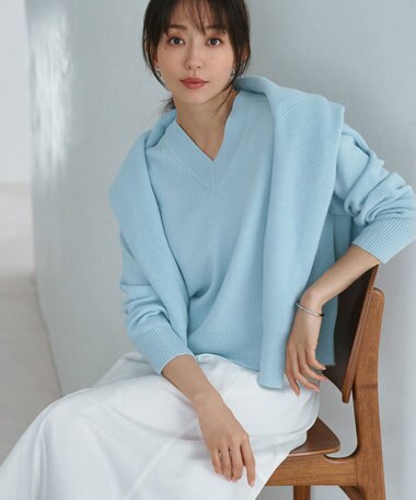23区 【Oggi2月号掲載/洗える】ウールカシミヤ Vネック ニット