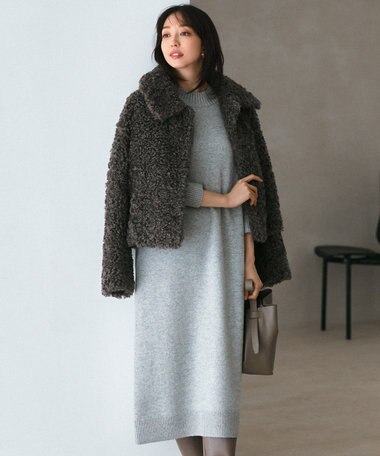 23区 【洗える】カシミヤブレンド ニットワンピース