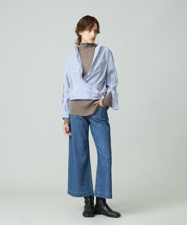 J.PRESS YORK STREET 【WOMEN】タイプライターストライプ バンドカラーシャツ