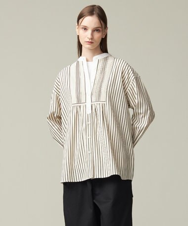 J.PRESS YORK STREET 【WOMEN】コットンタイプライター バンドカラーブラウス