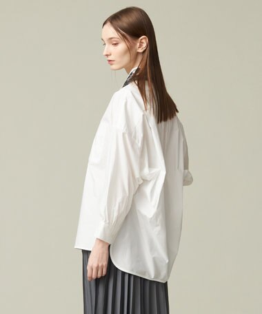 J.PRESS YORK STREET 【WOMEN】コットンタイプライター バックドレープブラウス