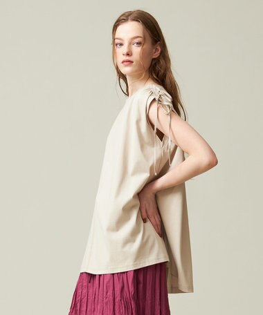 J.PRESS YORK STREET 【WOMEN】【SMOOTH JERSEY】ショルダー シャーリング プルオーバー