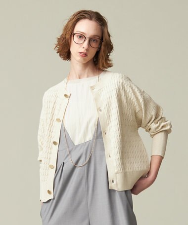 J.PRESS YORK STREET 【WOMEN】コットンケーブル カーディガン