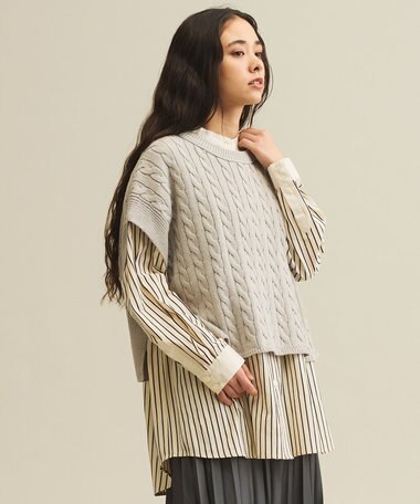 J.PRESS YORK STREET 【WOMEN】コットンニット ケーブルポンチョ