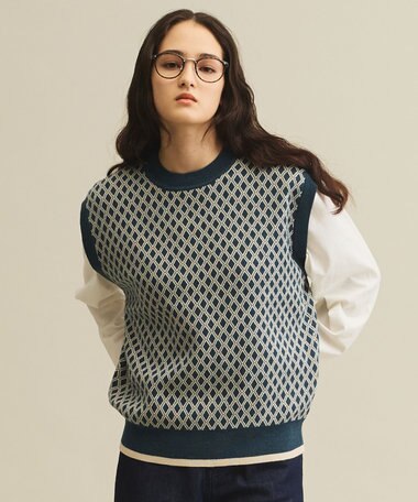 J.PRESS YORK STREET 【WOMEN】ANTI PILLING WOOL ジャガードニットベスト
