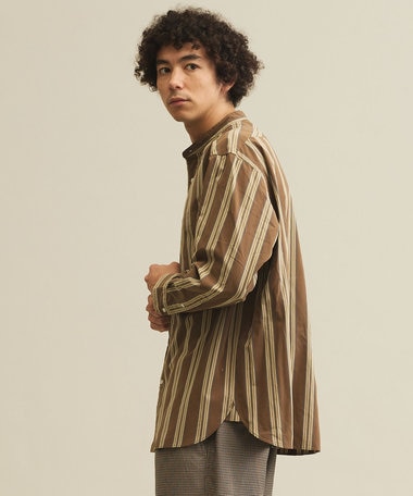 J.PRESS YORK STREET 【UNISEX】ストライプ バンドカラーシャツ
