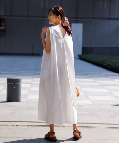 #Newans 【ANSWER for モダンベーシック】ダブルVネックロングワンピース
