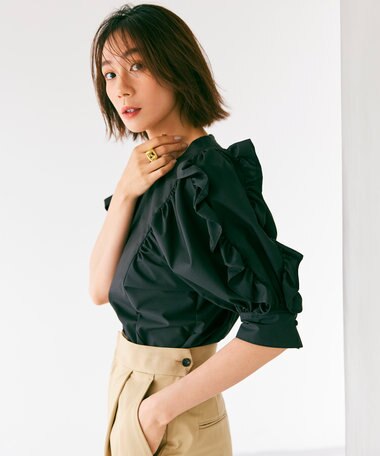 #Newans 【イージーケア】フリルスリーブブラウス