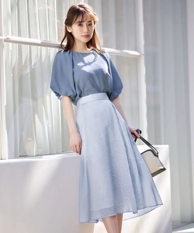 ANY SIS 【洗える】エアリーストライプ スカート