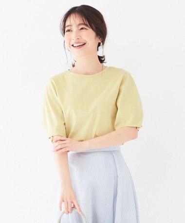 ANY SIS プレーティングジャージーアーモンドスリーブ カットソー