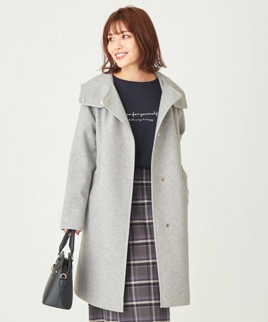 ANY SIS ウールライクミドルフーディ コート