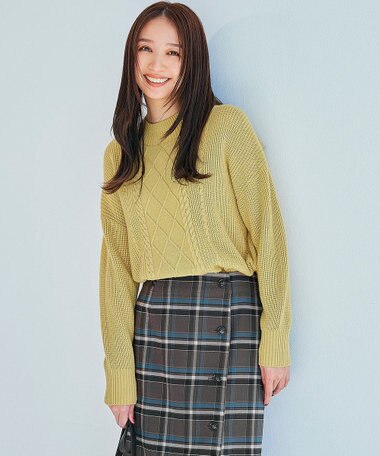 ANY SIS 【洗える】スフレハイネックケーブル ニット