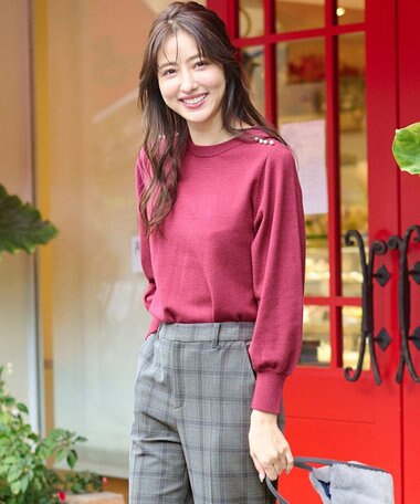 ANY SIS 【Oggi1月号掲載】ショルダーパール調 ニット