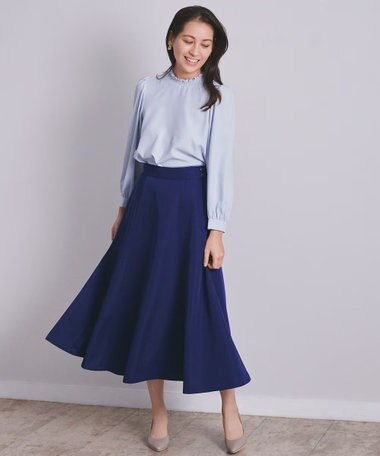 ANY SIS 【洗える】ロングタフタフレア スカート