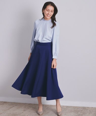 ANY SIS 【洗える】ロングタフタフレア スカート