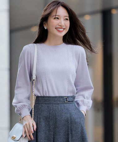 ANY SIS 【CICA加工】ケーブルポイント ニット