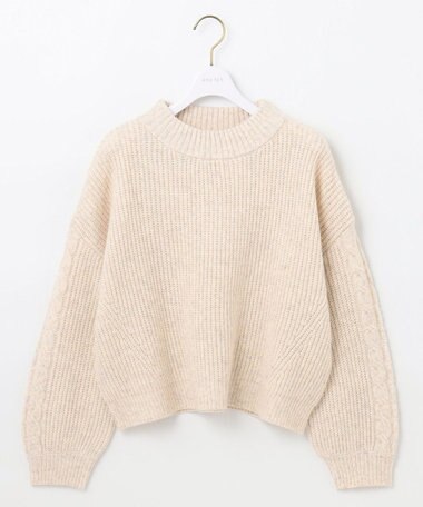 ANY SIS 【洗える】袖ケーブルショート ニット