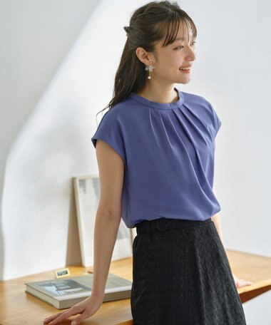 ANY SIS 【UVカット・接触冷感・撥水・汗ジミ防止】プレーティングジャージー フレンチスリーブ カットソー