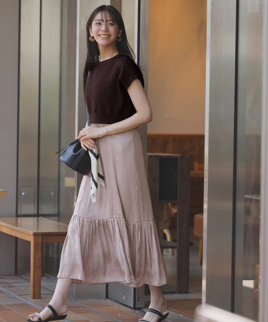 ANY SIS 【貴島明日香さんコラボ・3点セット】メッシュ ニット×キャミ ワンピース