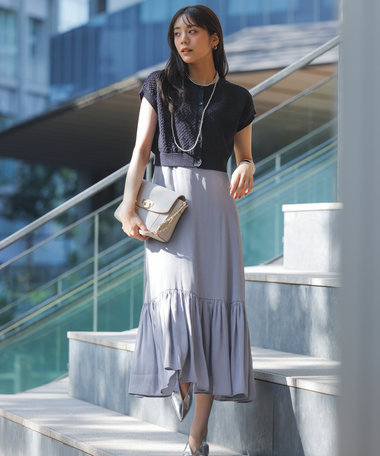 ANY SIS 【貴島明日香さんコラボ・3点セット】メッシュ ニット×キャミ ワンピース