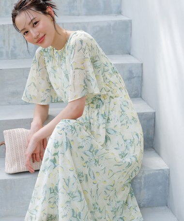 ANY SIS 【洗える】シアーパターン ワンピース