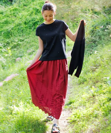 ANY SIS 【洗える】カットワークエンブロイダリー スカート